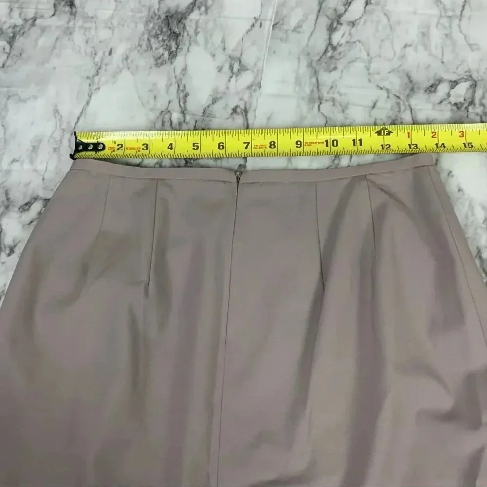 Lafayette 148 Virgin Wool Taupe Brown pencil Skirt size 2